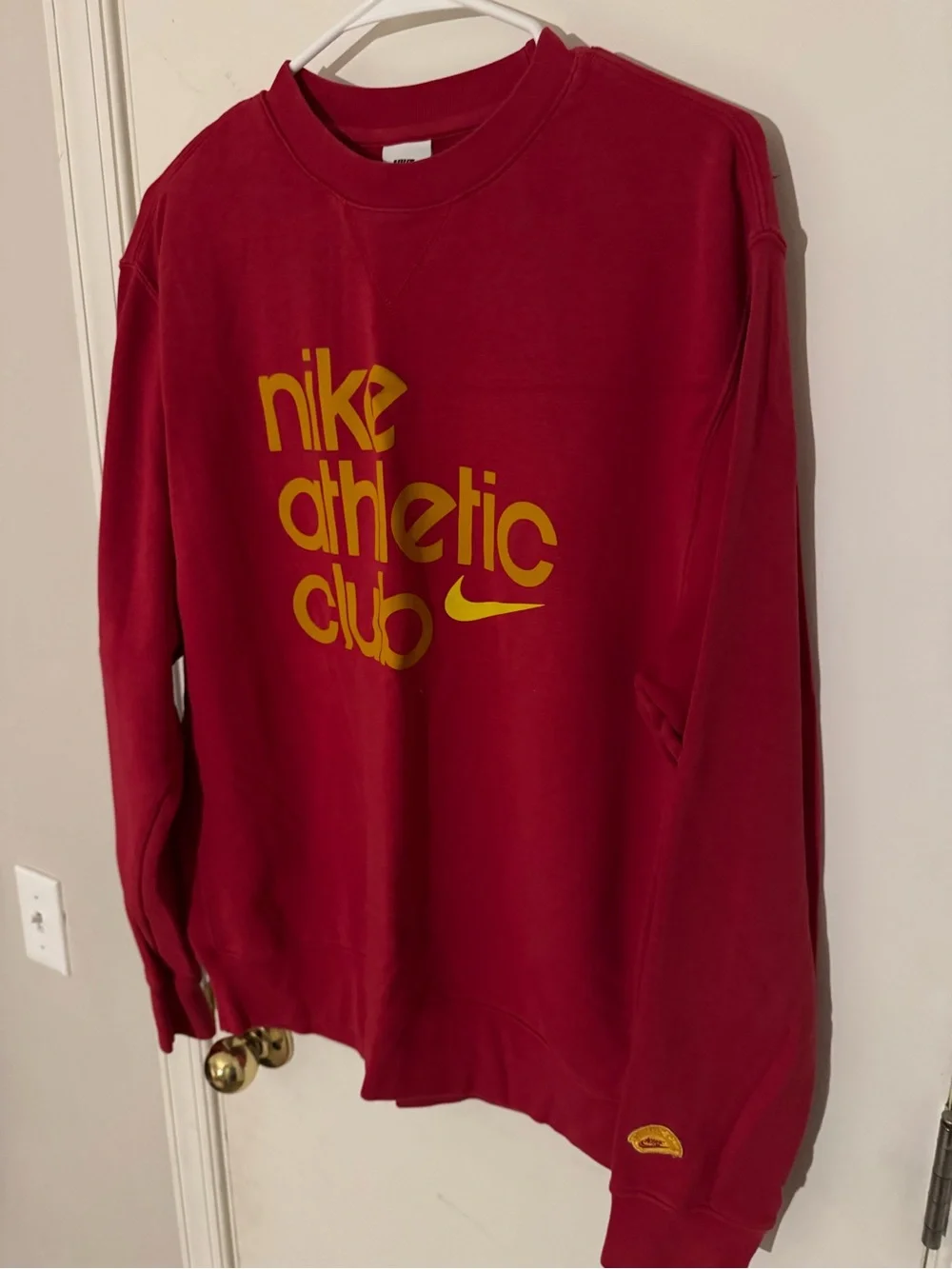 Nike Red Sweatshirt with Yellow Athletic Club Patch